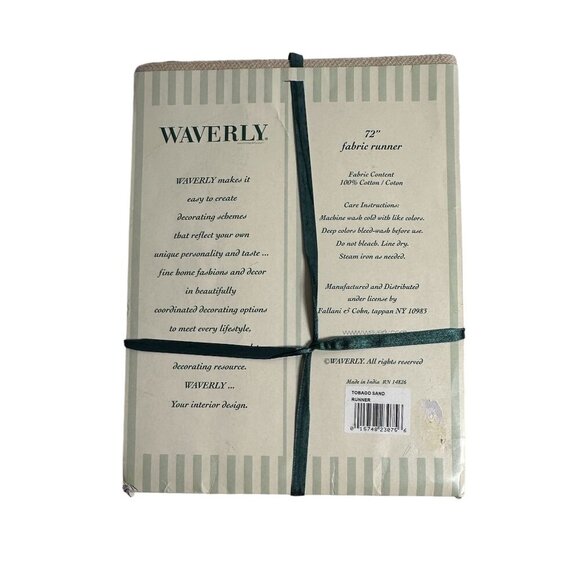 Waverly 72" Table Runner Tobago‎ Sand 100% Cotton Tobago Sand New Old Stock - Picture 4 of 6